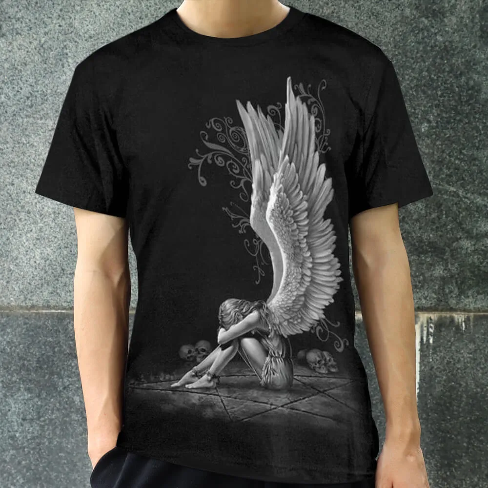 Angel Goddess Polyester Skull T-shirt