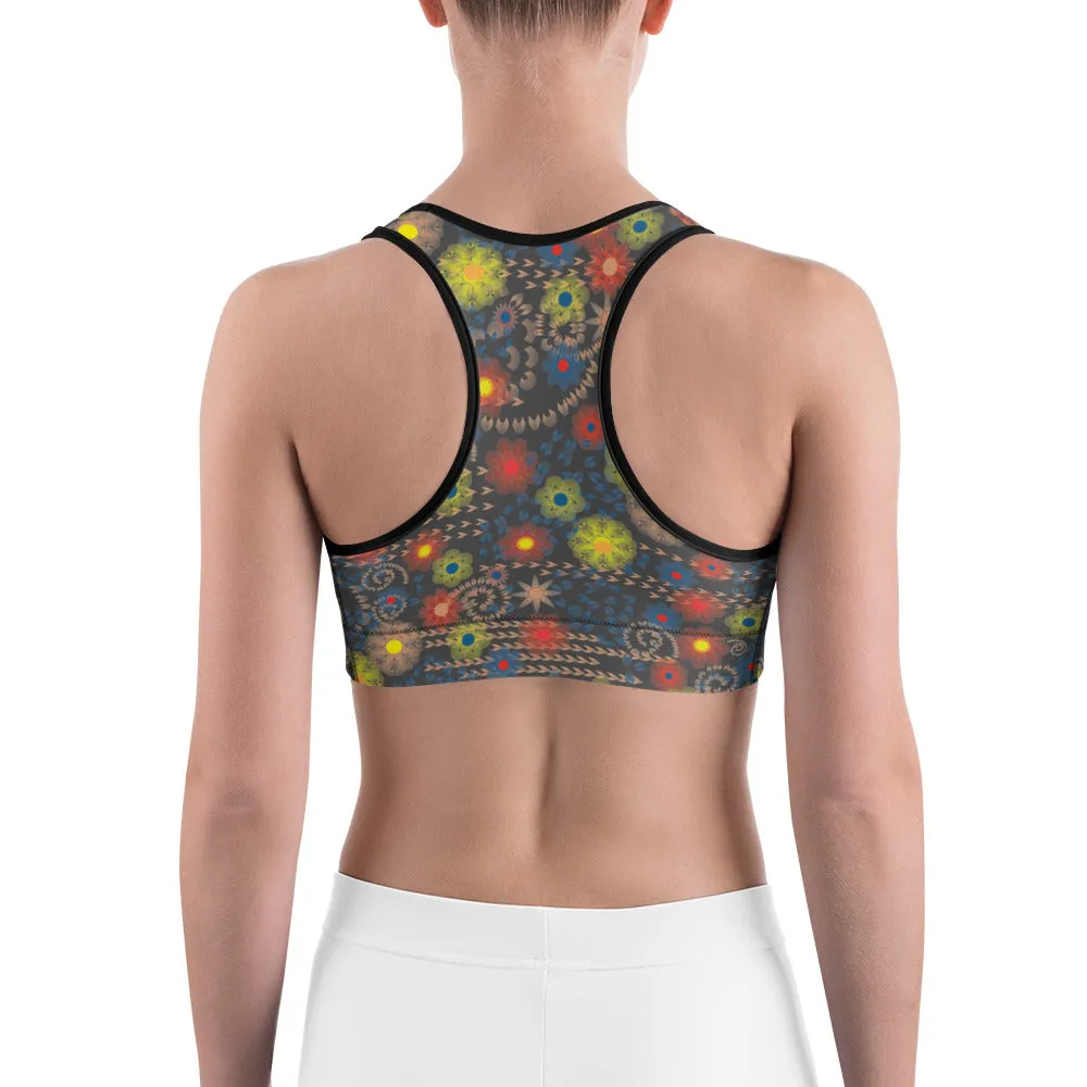 Arc Series- Black Floral Sports bra