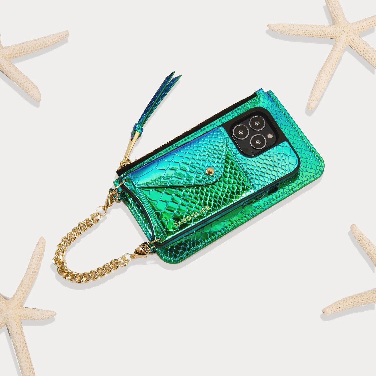 Ariel Classic Zip Pouch  - Iridescent Blue Green/Gold