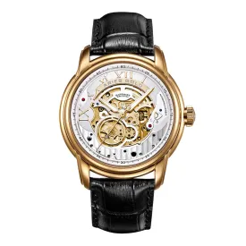 Aries Gold Automatic Infinum El Toro Black Leather Strap Men's Watch G 9005A G-S