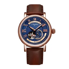 ARIES GOLD AUTOMATIC INSPIRE GAUNTLET VINTAGE ROSE GOLD STAINLESS STEEL G 903A RG-BU BROWN LEATHER STRAP MEN'S WATCH