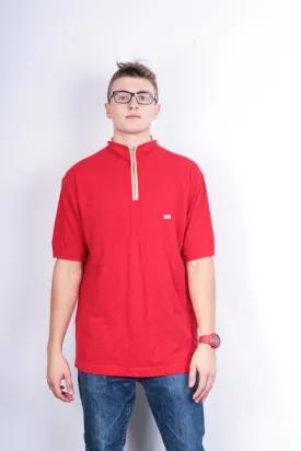 Arrow Americas Sport Mens XL Polo Shirt Red Cotton Top Zip Neck