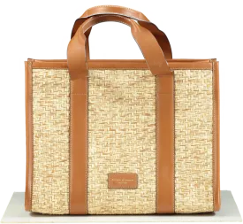 Aspinal Of London Henley Raffia Tote Bag Natural Raffia & Smooth Tan