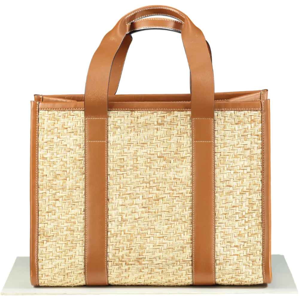 Aspinal Of London Henley Raffia Tote Bag Natural Raffia & Smooth Tan