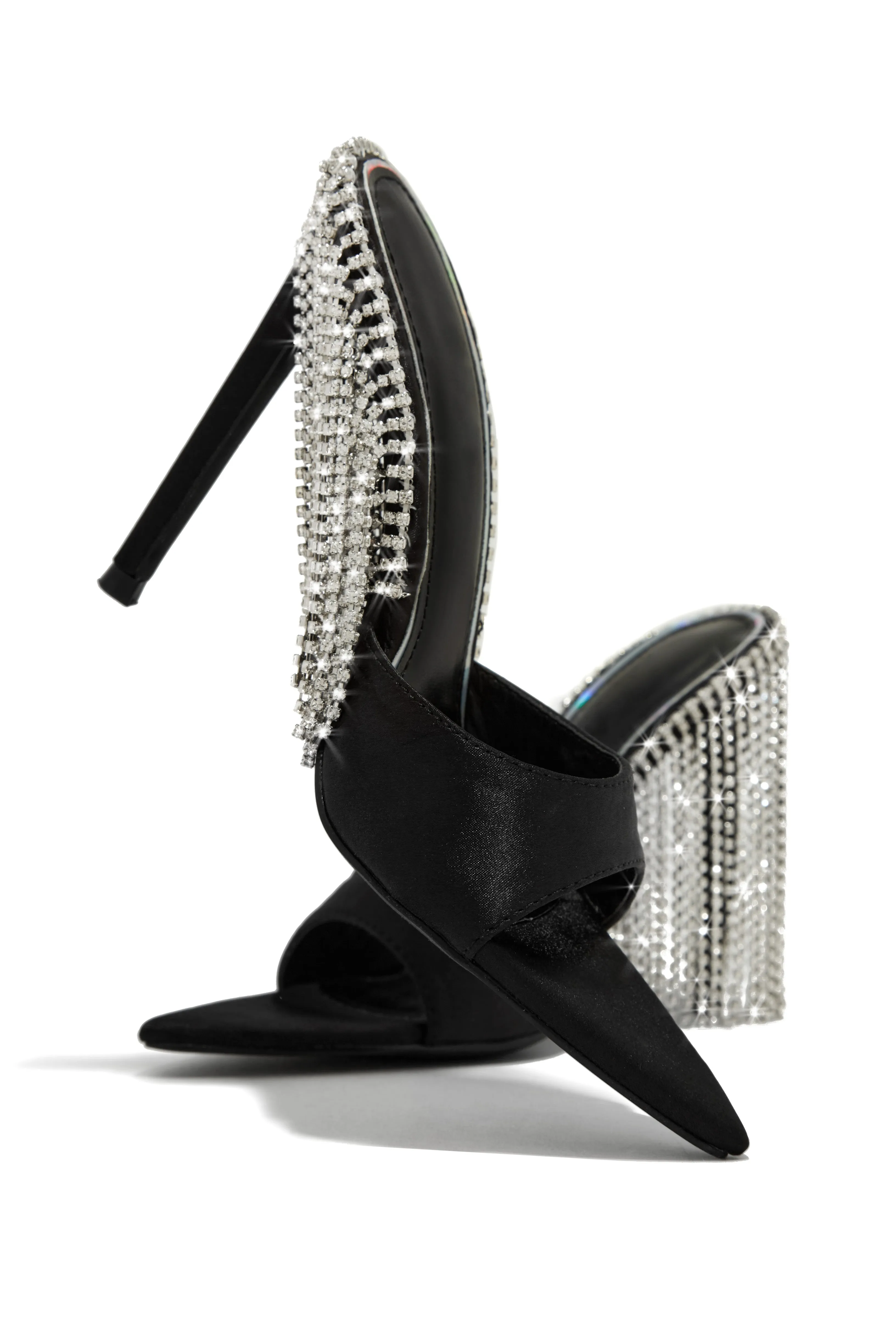 Atelier Dangle Embellished High Heel Mules - Black