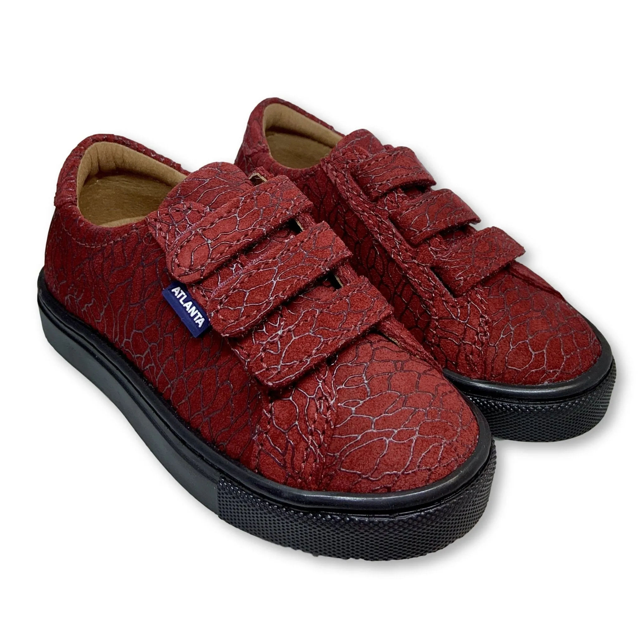 Atlanta Mocassin Red Textured Velcro Sneaker