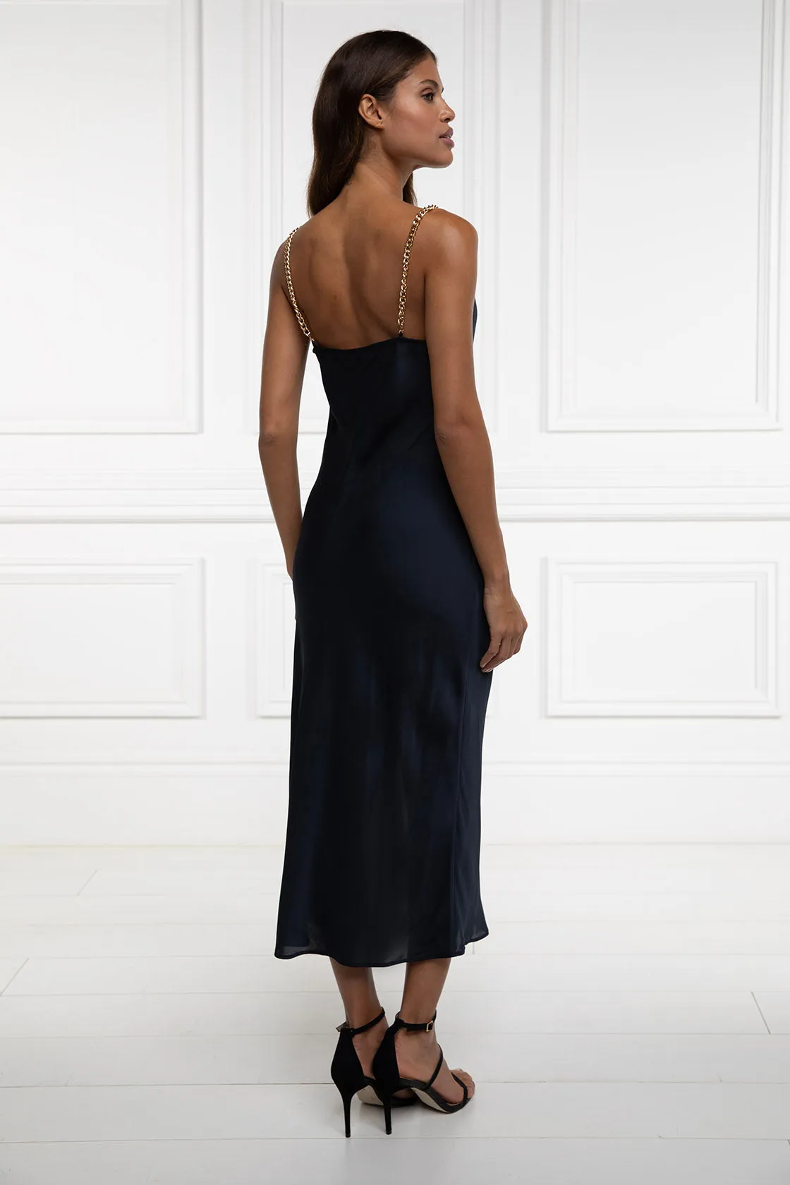 Aurora Satin Dress (Ink Navy)