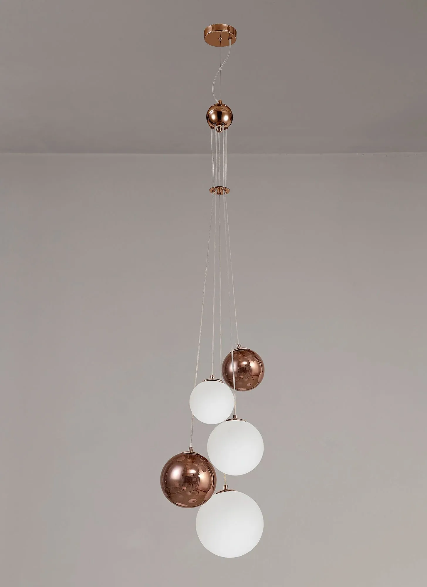 Austin Stylish Cluster Ceiling Light,5Lt G9, Copper & Opal/Polished Chrome & Iridescent/Polished Chrome & Black, Smoked Glass IP20