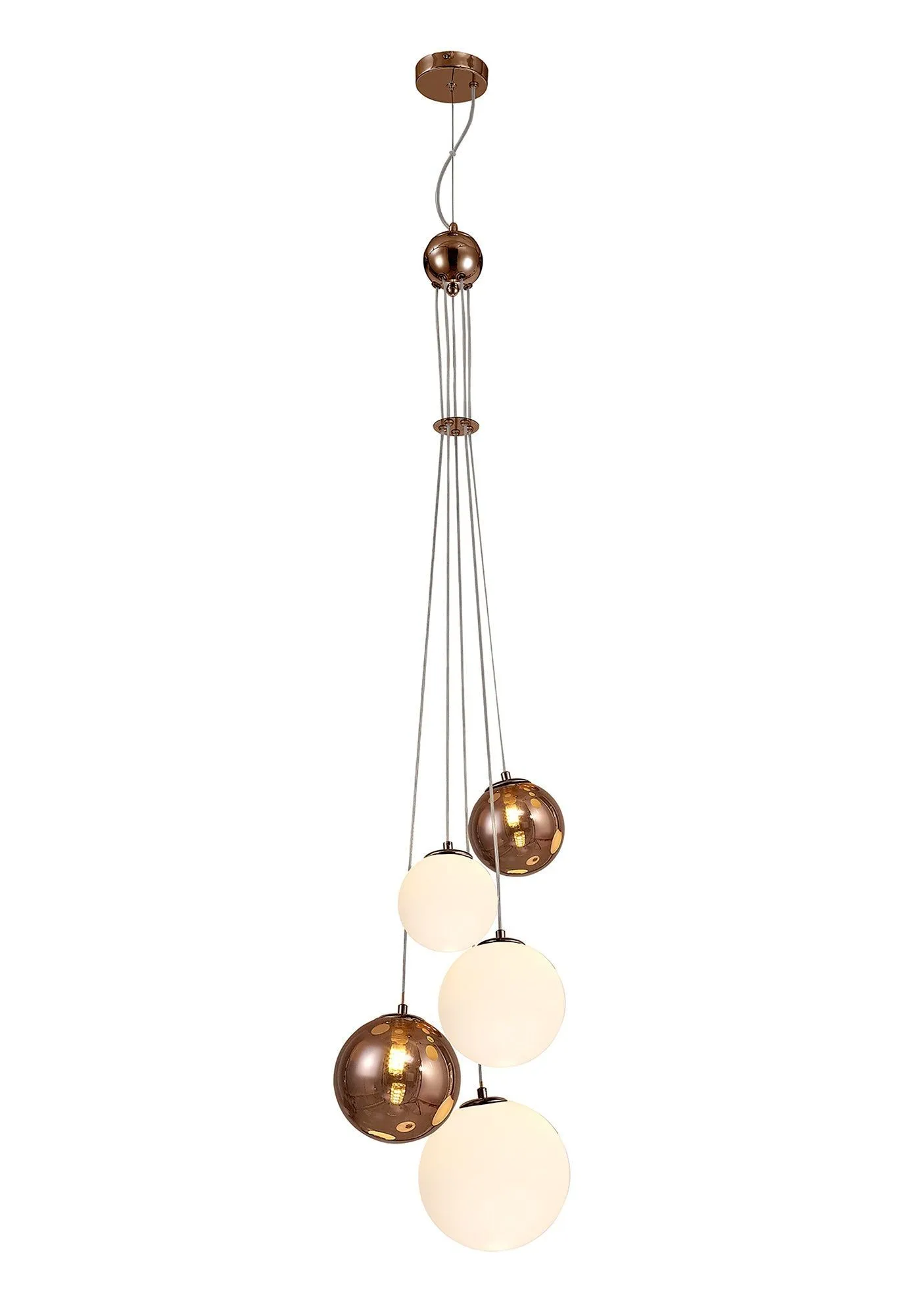 Austin Stylish Cluster Ceiling Light,5Lt G9, Copper & Opal/Polished Chrome & Iridescent/Polished Chrome & Black, Smoked Glass IP20