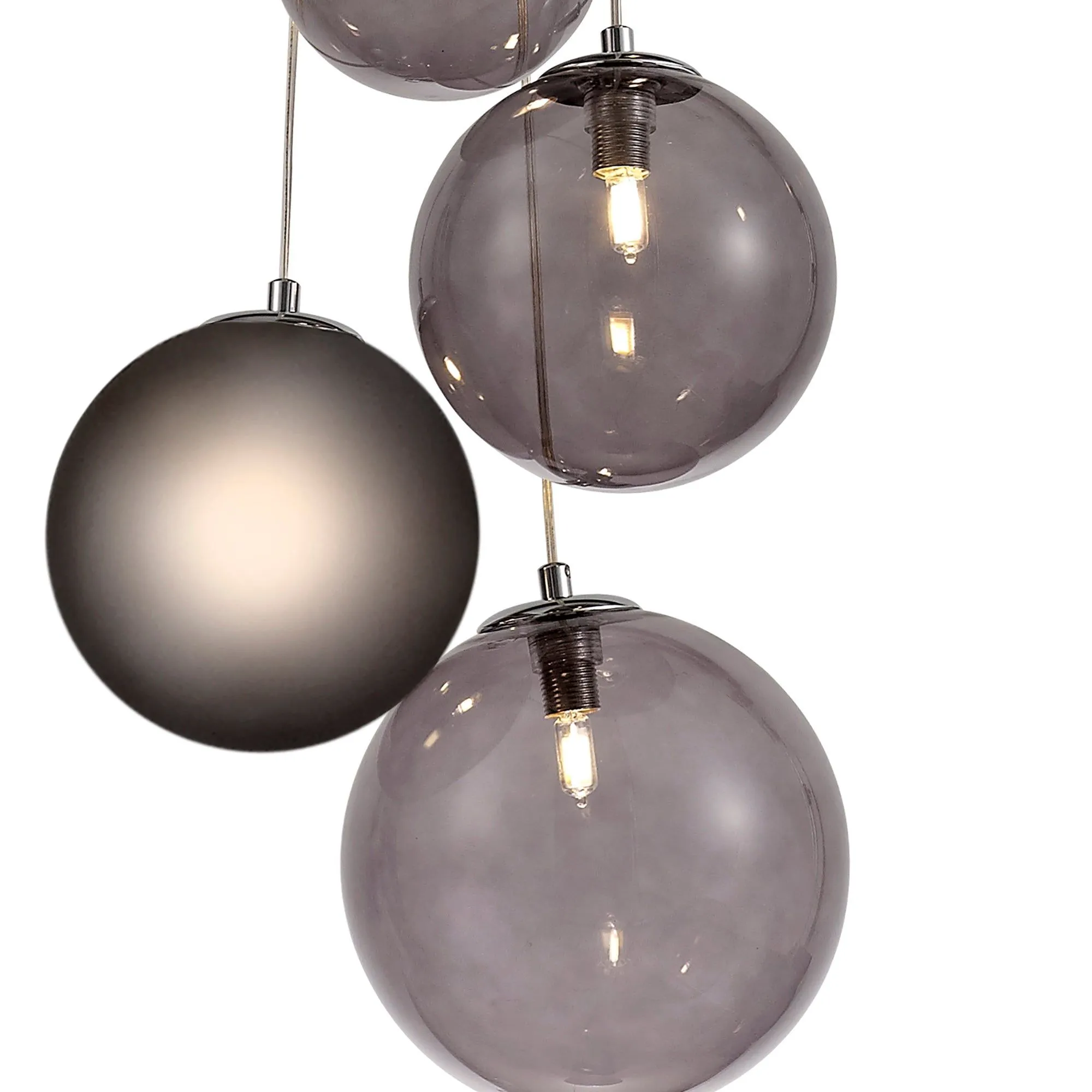 Austin Stylish Cluster Ceiling Light,5Lt G9, Copper & Opal/Polished Chrome & Iridescent/Polished Chrome & Black, Smoked Glass IP20