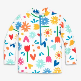 Baby rash guard in rainbow garden party