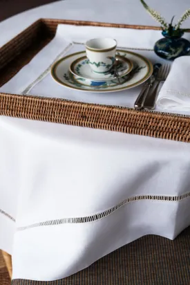 ‘BACCHETTA’ TRIM LINEN TABLECLOTH