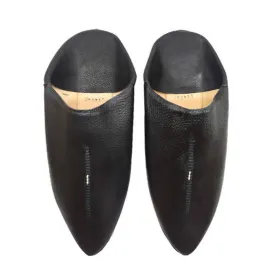 Black Leather Moroccan Slippers