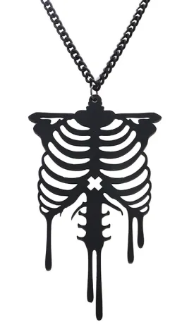 Black Ribcage Drip Necklace