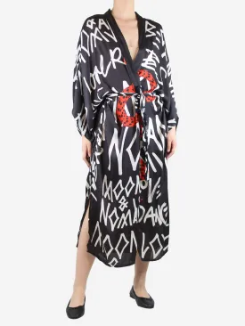 Black snake printed robe - One size