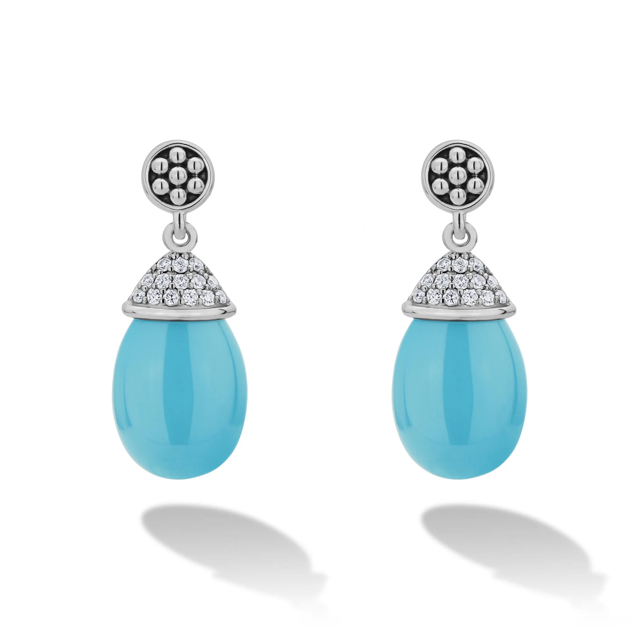 Blue Caviar Ceramic Diamond Drop Earrings