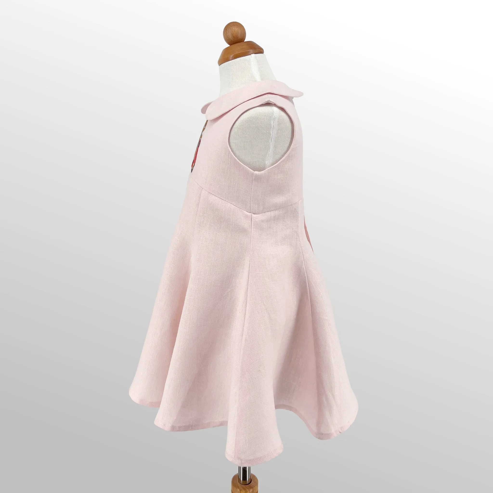 Blush Linen Scooter Bunny Dress