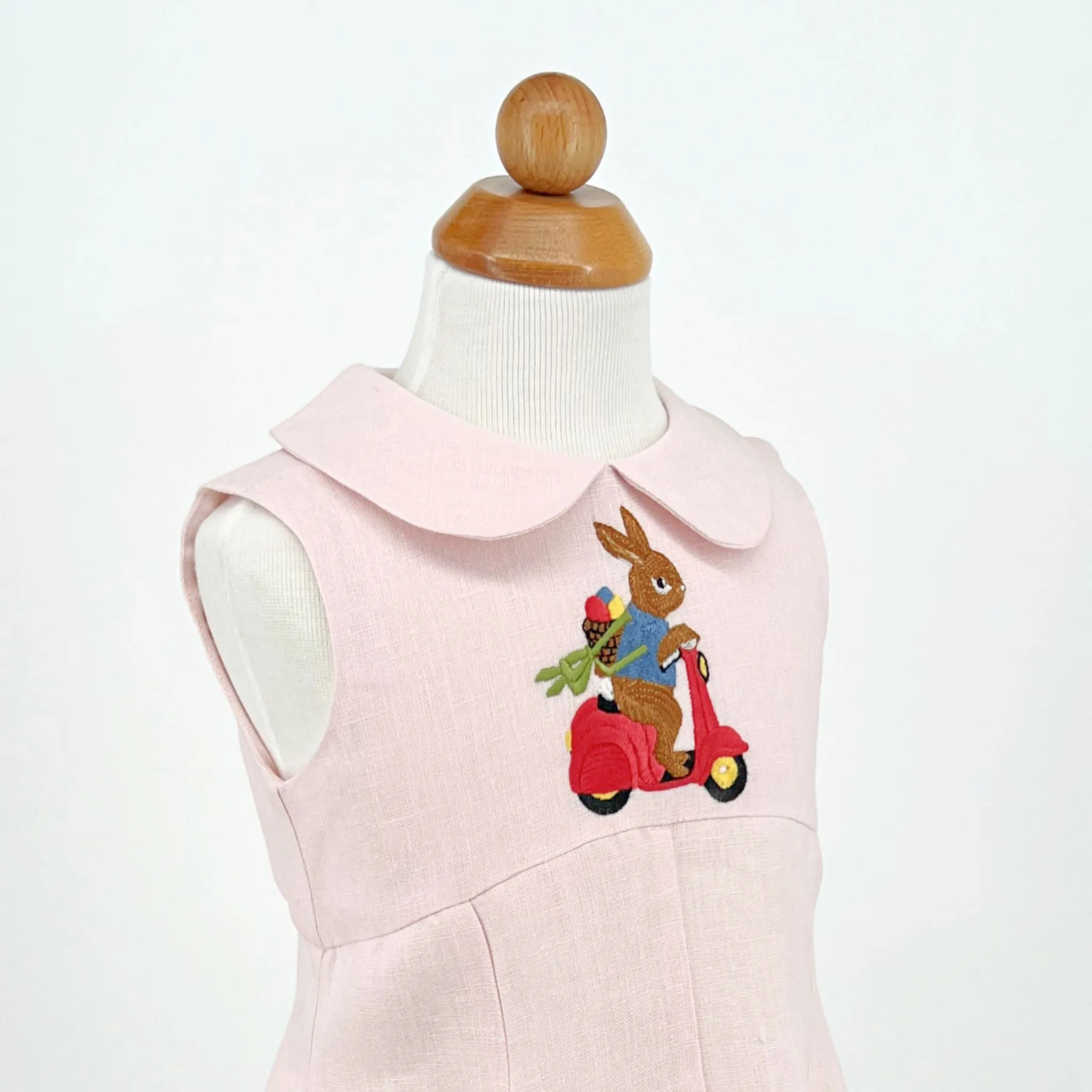 Blush Linen Scooter Bunny Dress