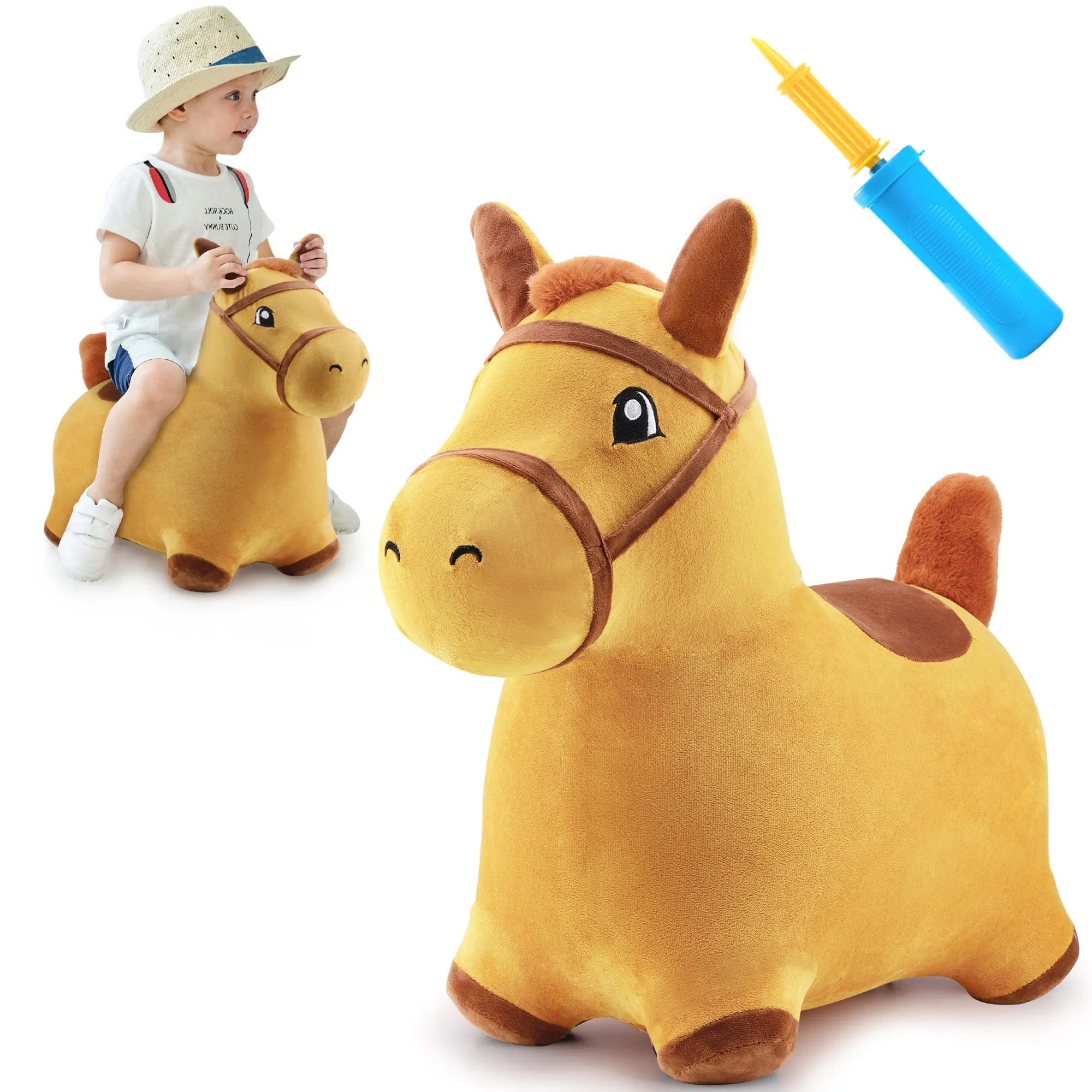 Bouncy Pals Yellow Hopping Horse Outdoor Ride on Play Toy