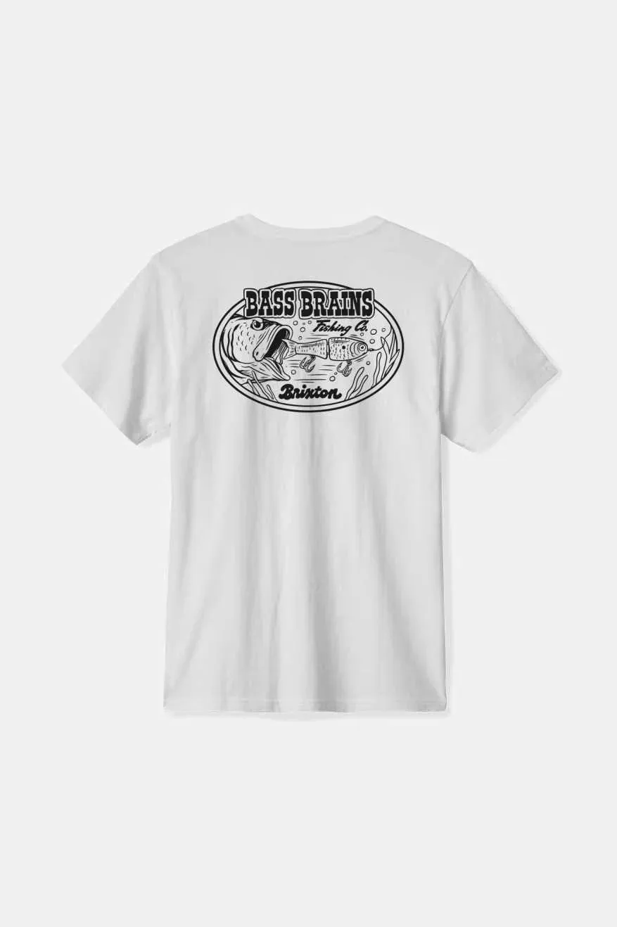 BRIXTON BASS BRAIN SWIM S/S STANDARD TEE - WHITE/BLACK