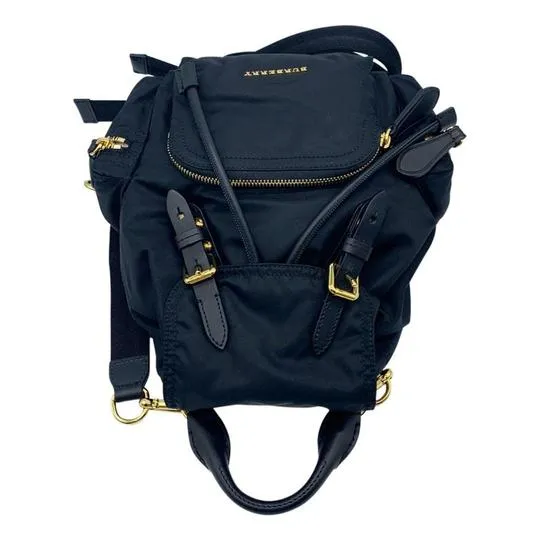 Burberry Small Rucksack Technical & Leather Black Nylon Backpack