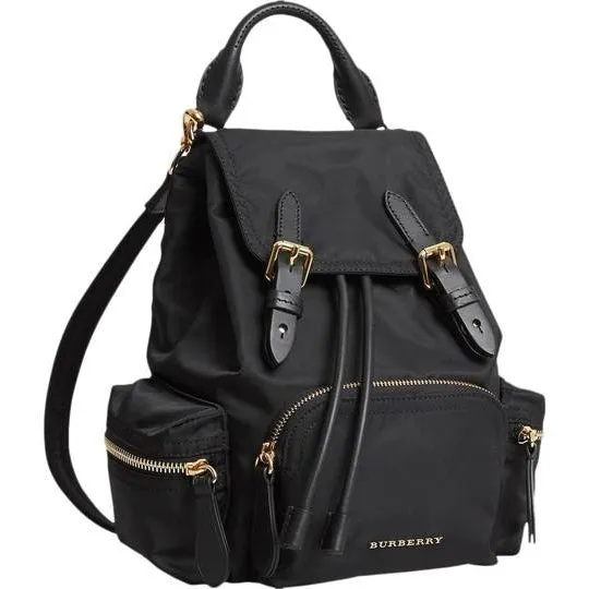 Burberry Small Rucksack Technical & Leather Black Nylon Backpack