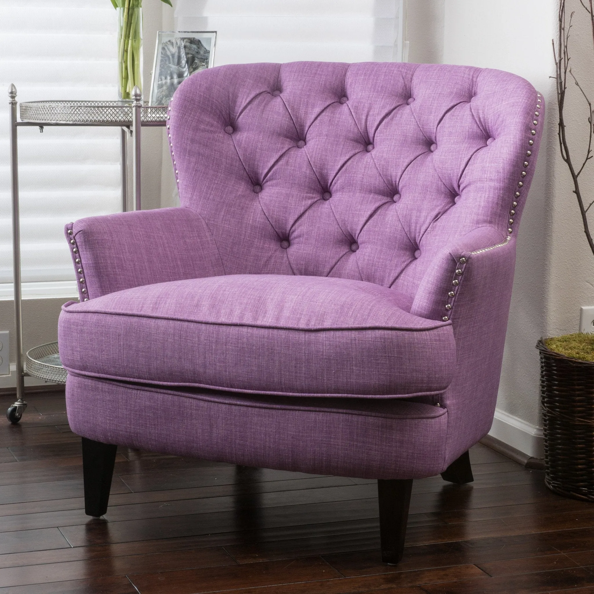 Button Tufted Fabric Club Chair - NH621992