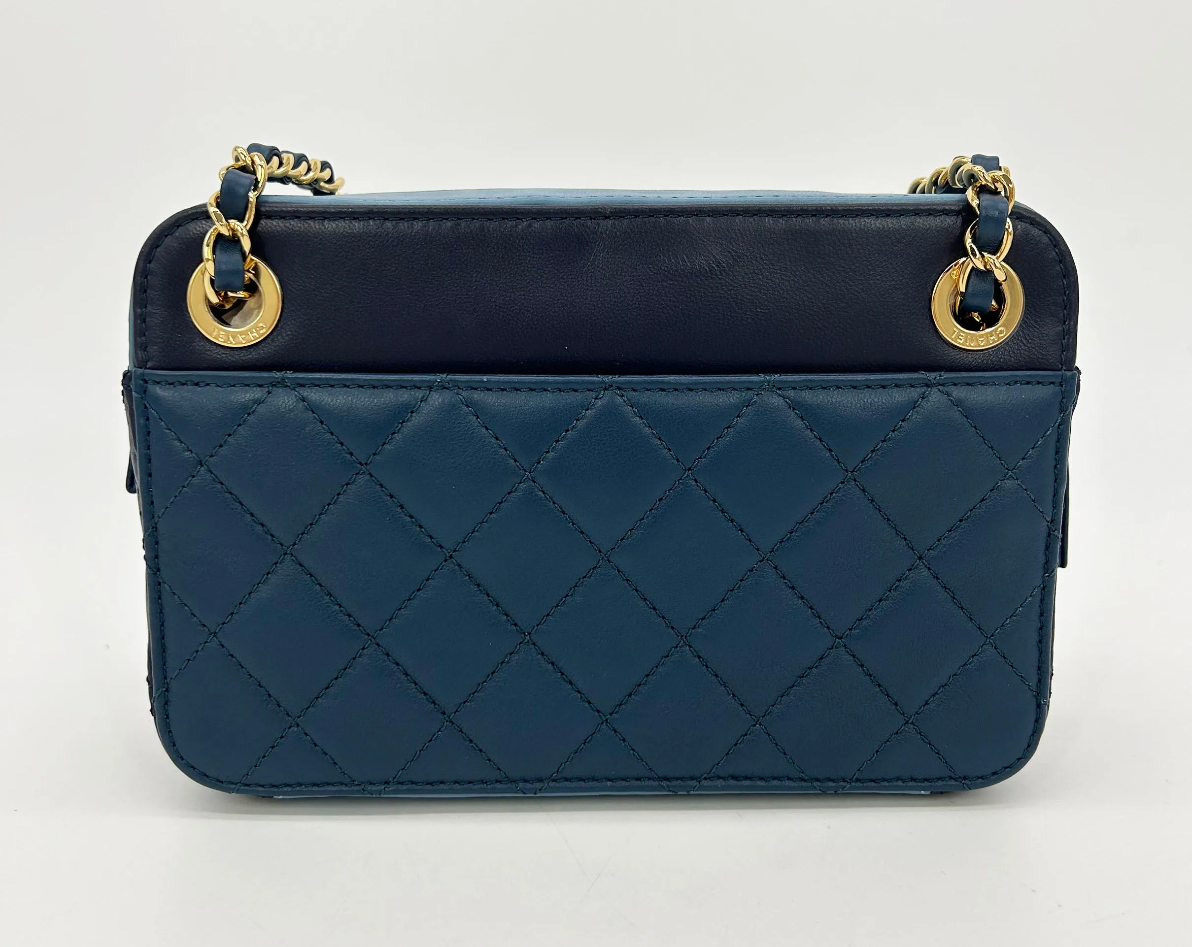 Chanel Blue Color Block Camera Case NWT