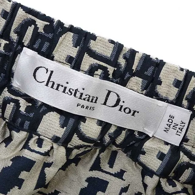 Christian Dior skirt Trotter Oblique Technical Taffeta Jacquard #36 Navy Polyester 127J24A2970[BRAND NEW][Authentic]