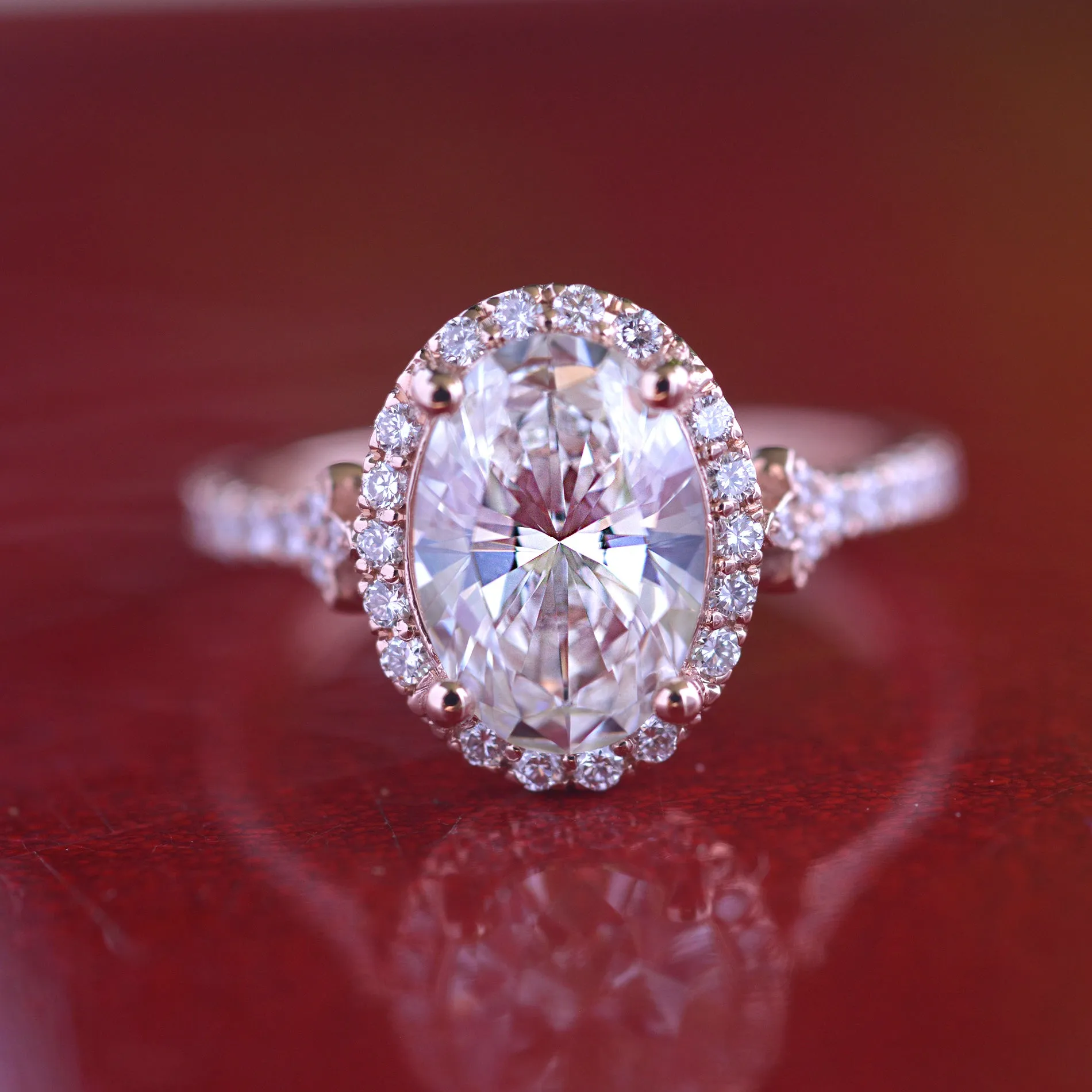 Classic Vintage Oval Halo - Lab Grown diamond engagement ring with 2ct, 2.5ct or 3ct Center