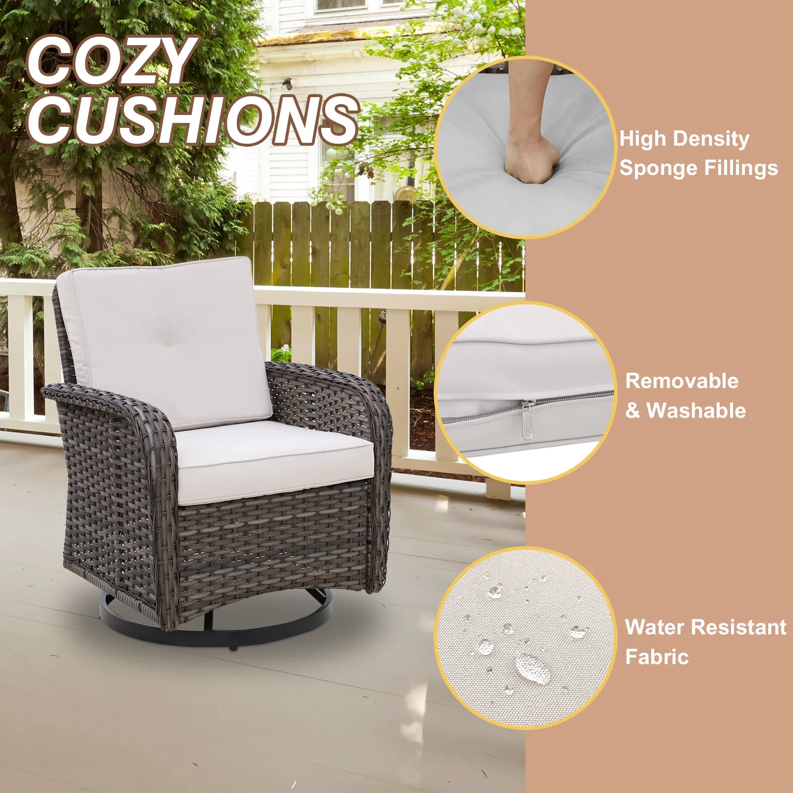 COOS BAY 5-Piece PE Rattan Outdoor Patio Furniture Set