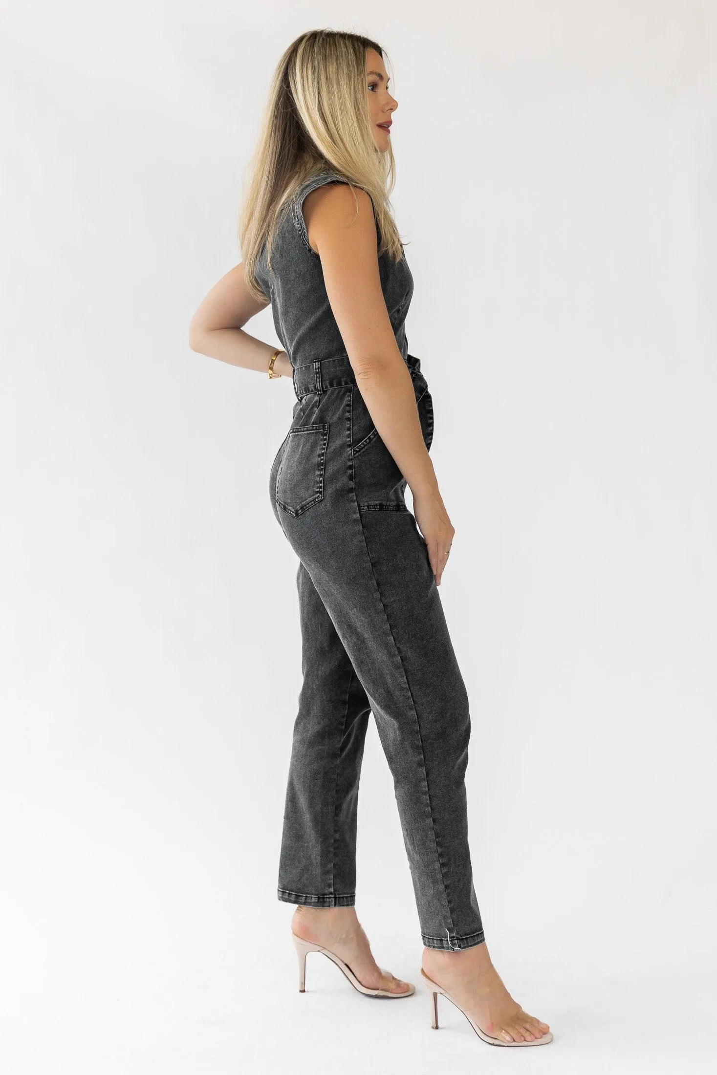 Corrine Black Cap Sleeve Jumpsuit - Final Sale