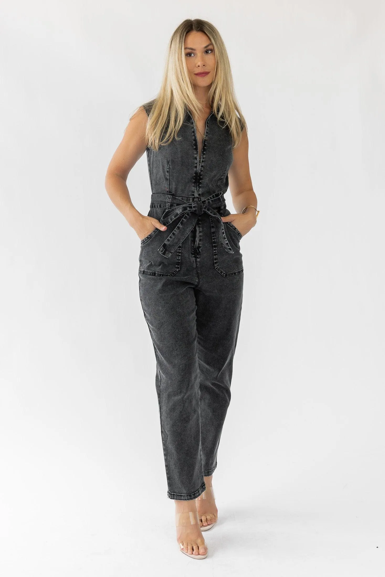 Corrine Black Cap Sleeve Jumpsuit - Final Sale