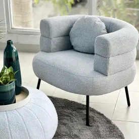 Curved Ribbed Gray Accent Chair