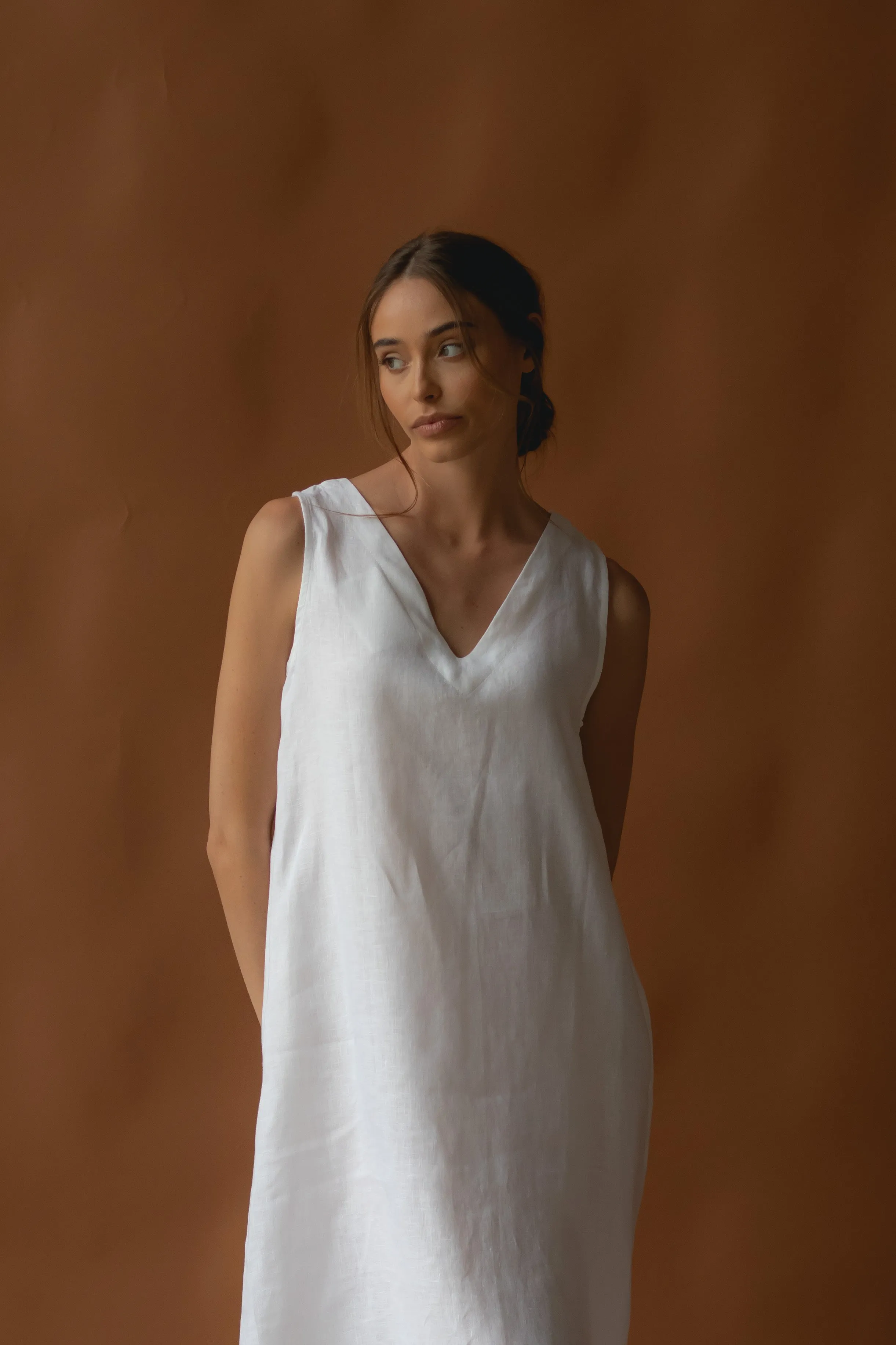 Cynthia Linen Dress Warm White