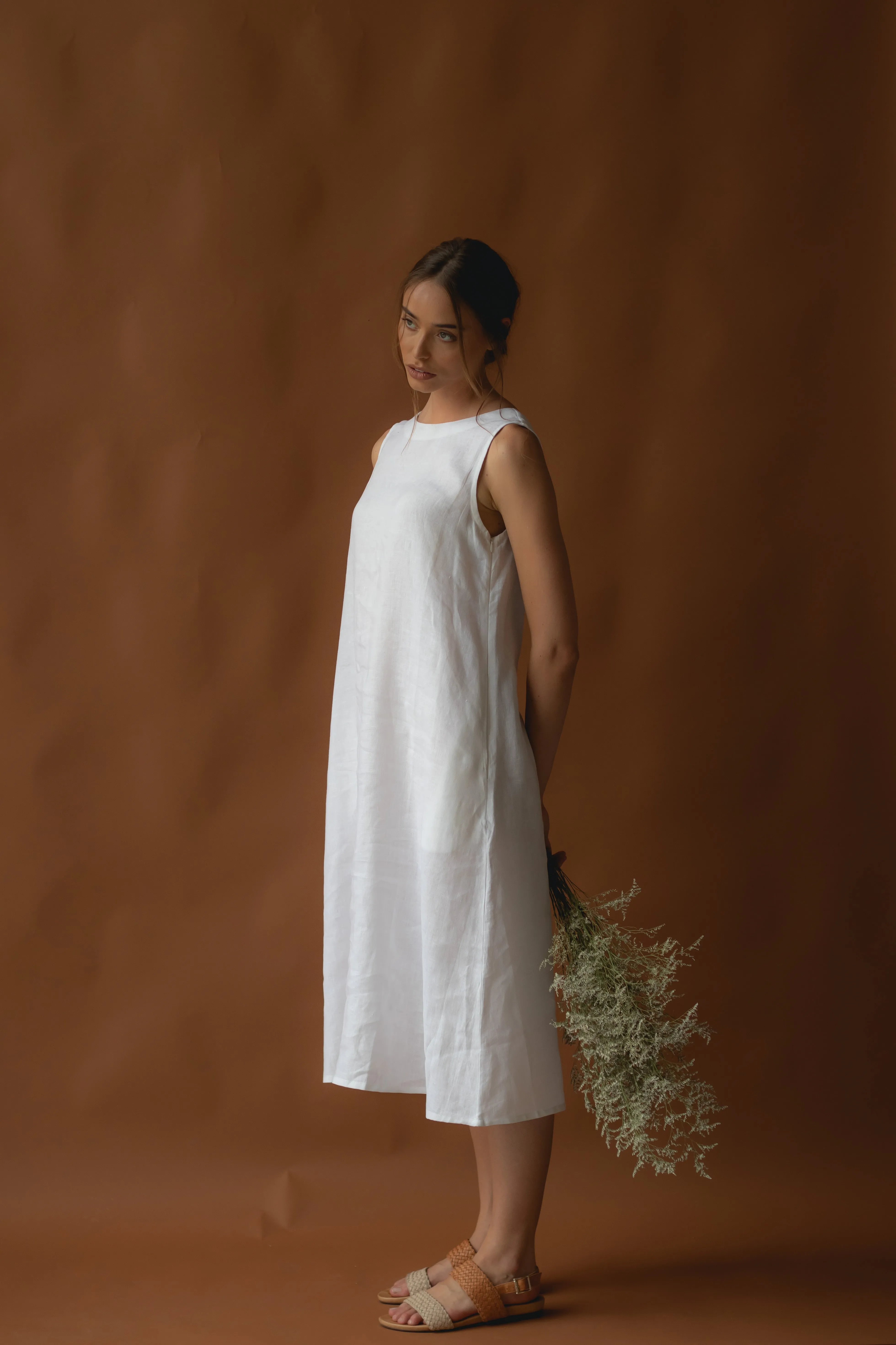 Cynthia Linen Dress Warm White