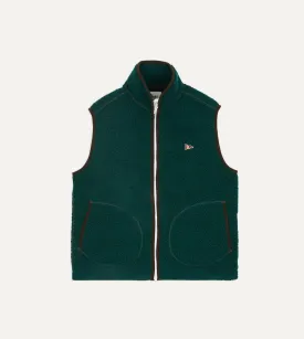 Dark Green Boucle Wool Zip Fleece Vest