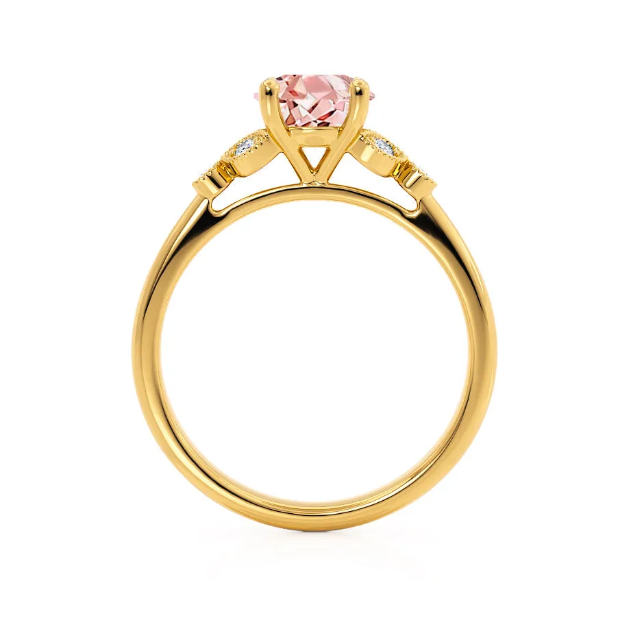 DELILAH - Chatham® Round Champagne Sapphire 18k Yellow Gold Shoulder Set Ring