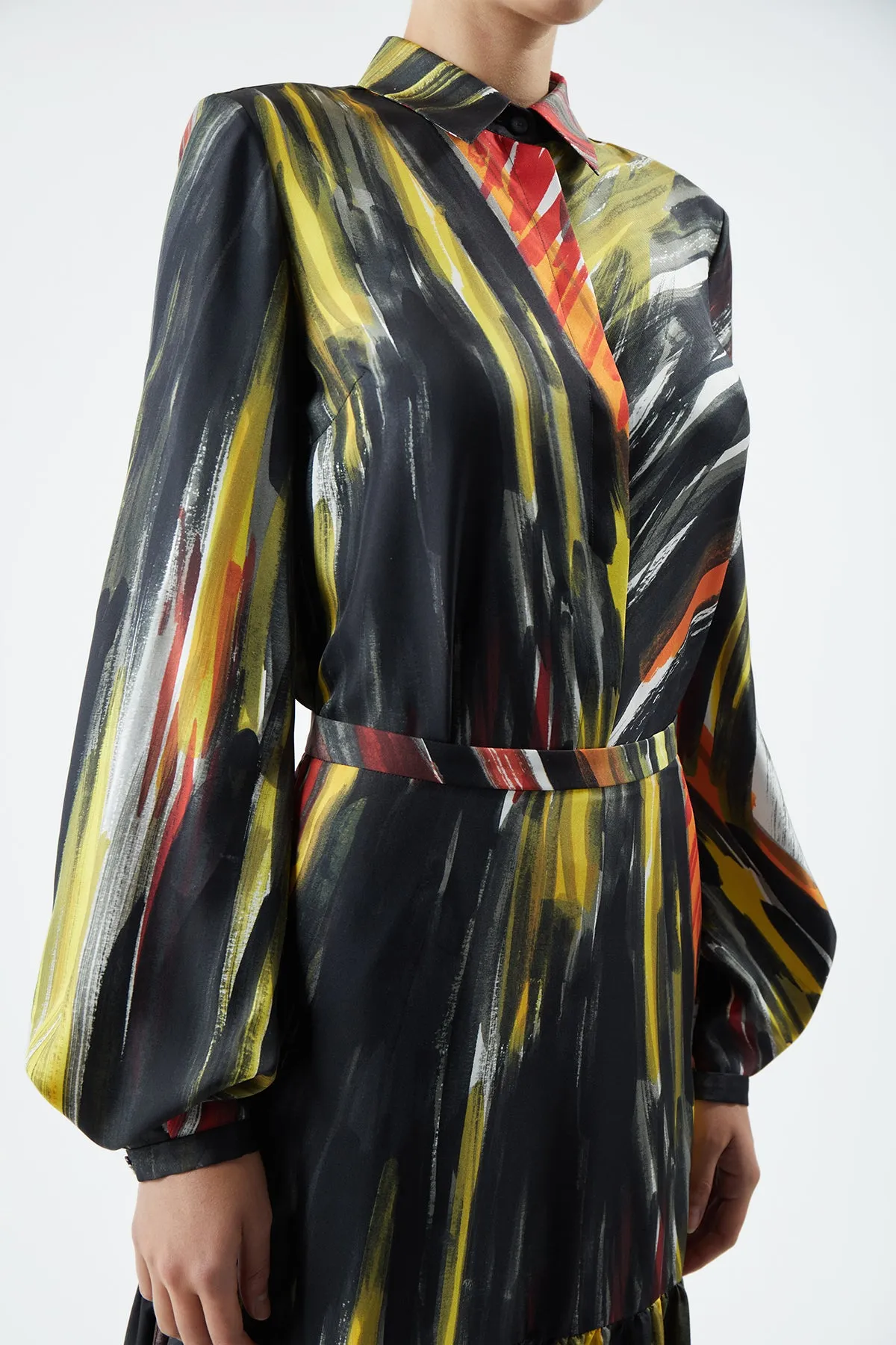 Delmer Top in Multi Printed Silk