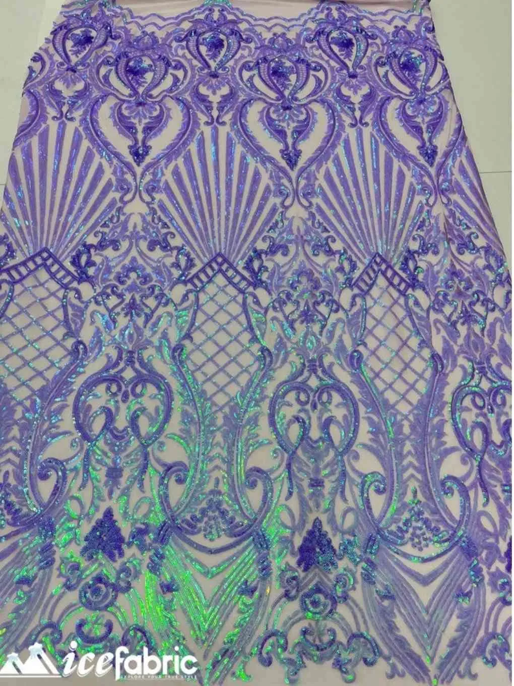 Diba Lavender Geometric Stretch Sequin Fabric / Lace Fabric