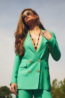 Double Breasted Blazer (Jade Linen)