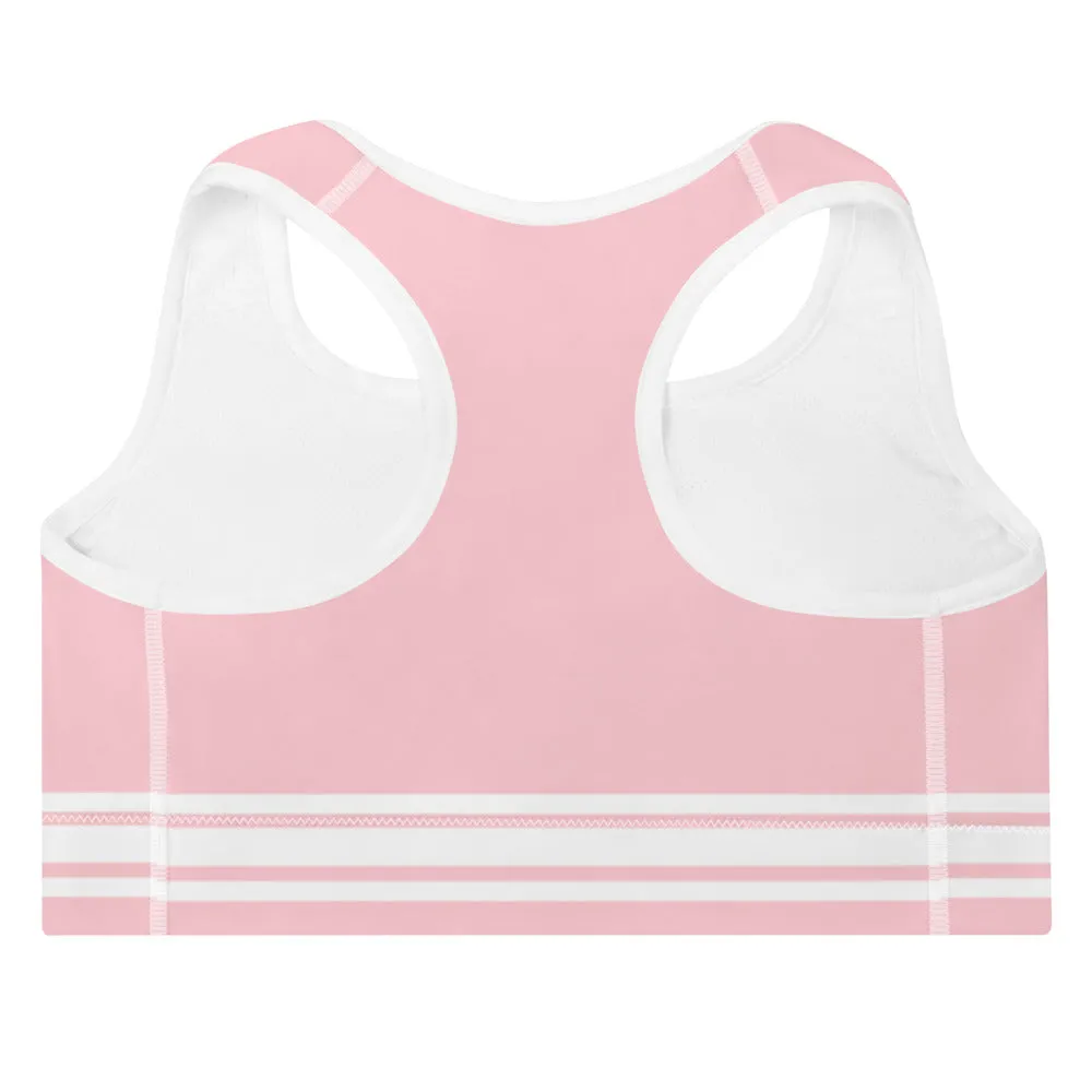 ELEVATED ESSENTIALS, THE PERFECT PADDED SPORTS BRA BALLET PINK & WHITE STRIPES