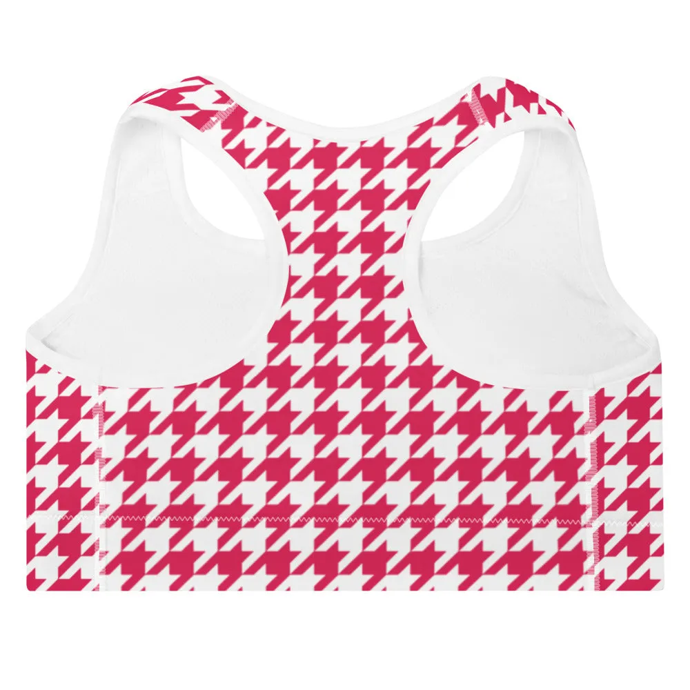 ELEVATED ESSENTIALS, THE PERFECT PADDED SPORTS BRA RED HOUNDSTOOTH