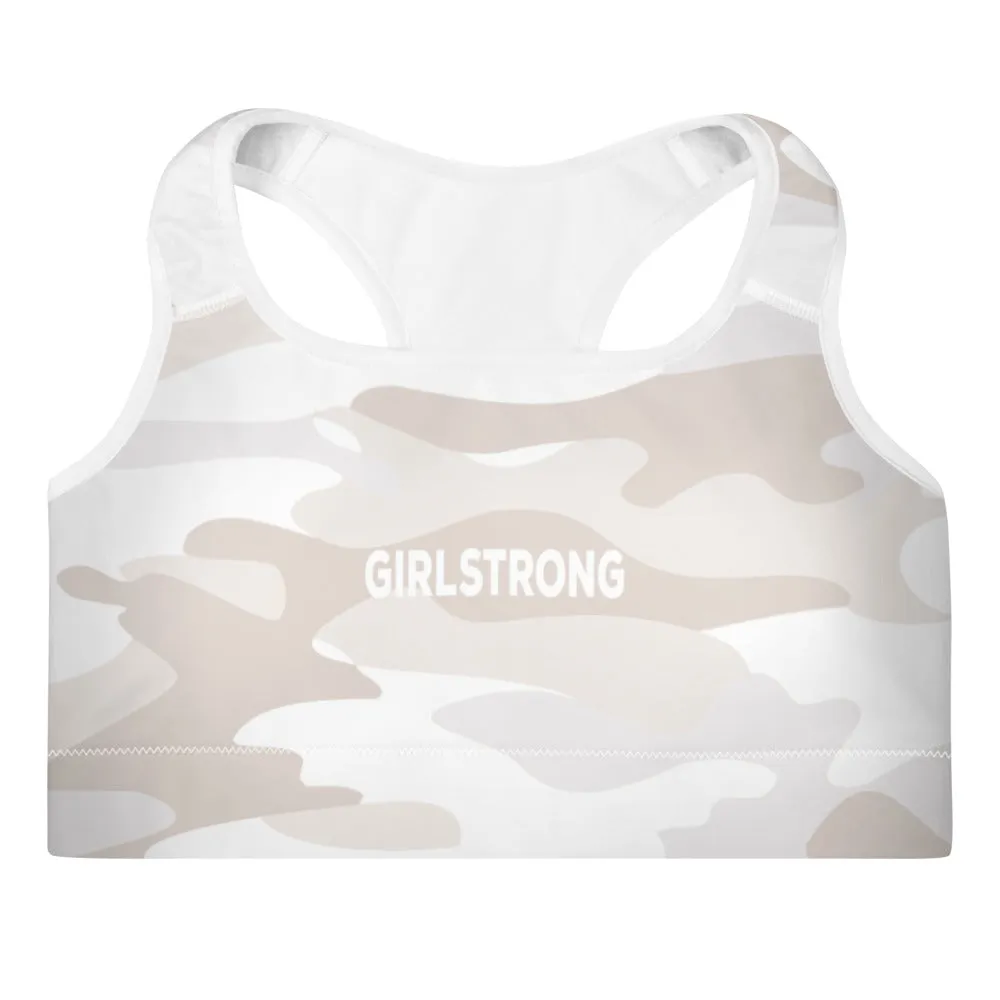 ELEVATED ESSENTIALS, THE PERFECT PADDED SPORTS BRA WHITE CAMO