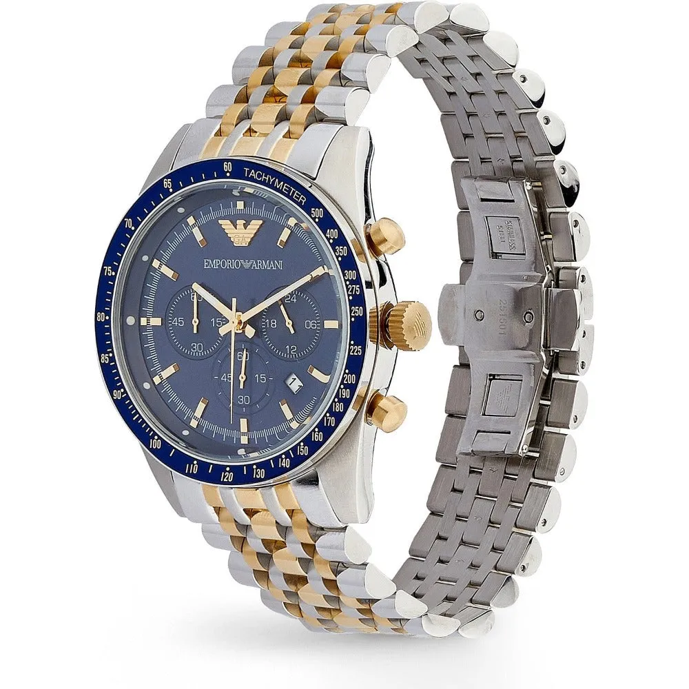 Emporio Armani Chronograph two tone Blue Dial Men’s Watch| AR8030