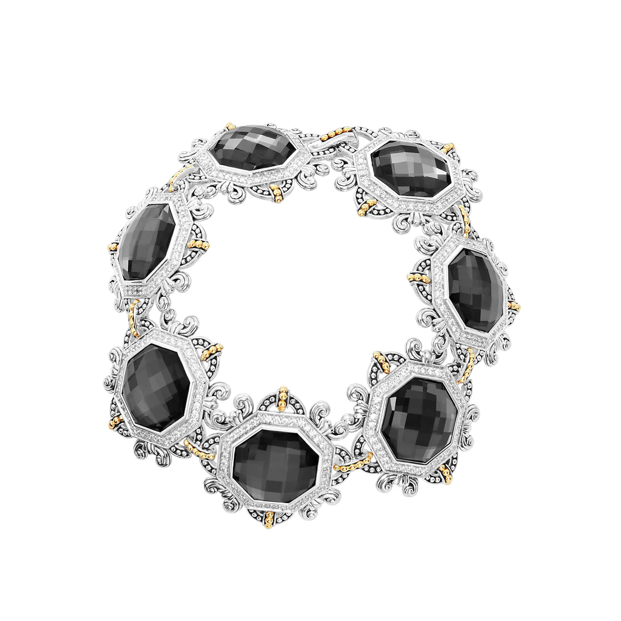 Empress Hematite and Diamond Statement Bracelet