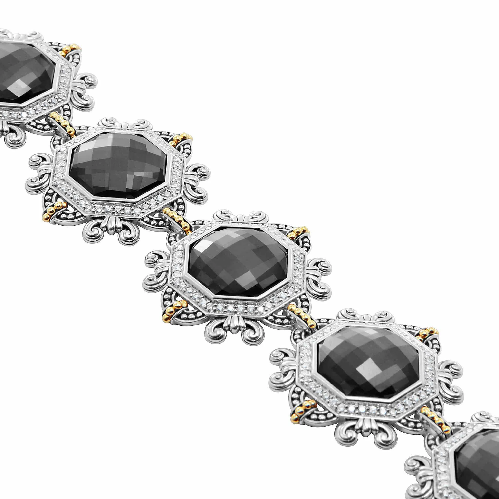 Empress Hematite and Diamond Statement Bracelet