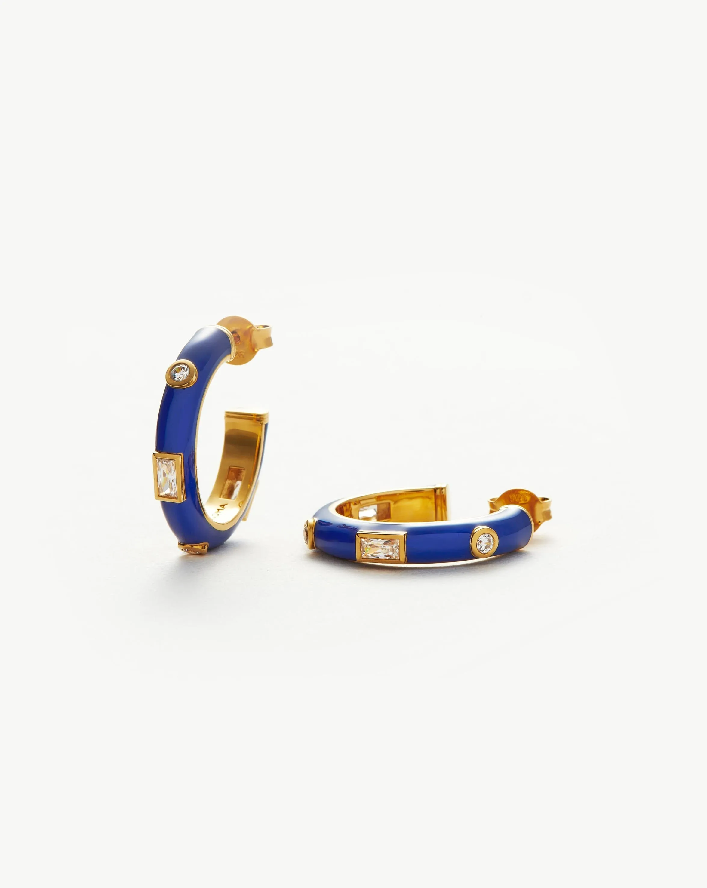 Enamel & Stone Small Hoop Earrings