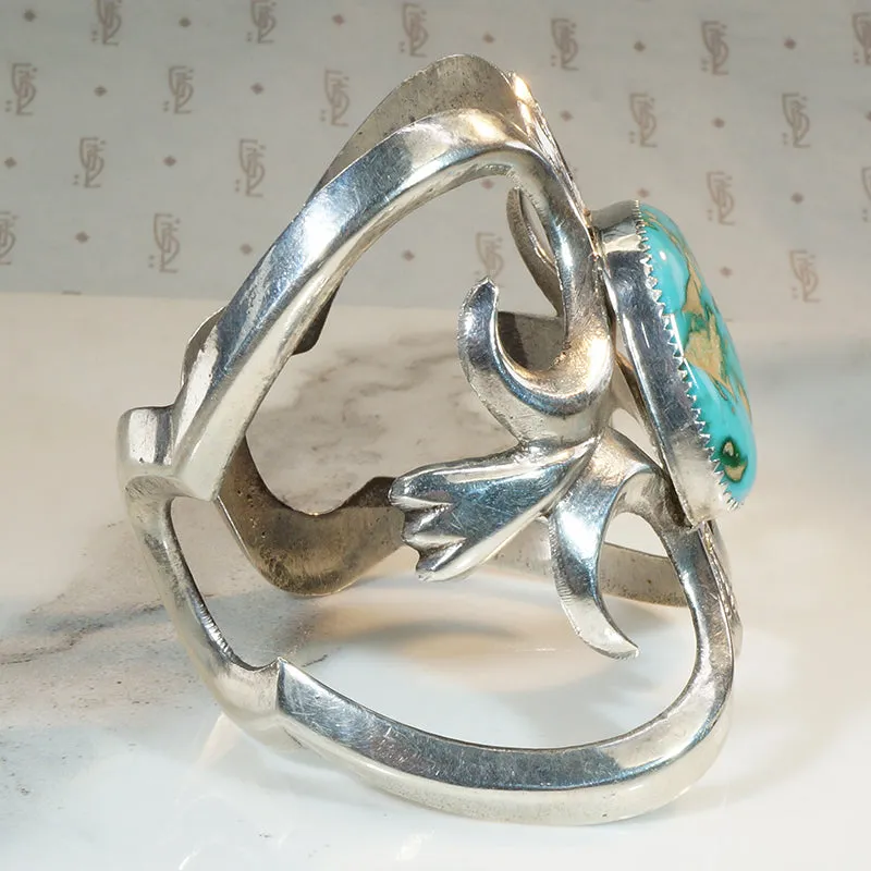 Exuberant Sand Cast Turquoise & Silver Cuff Bracelet