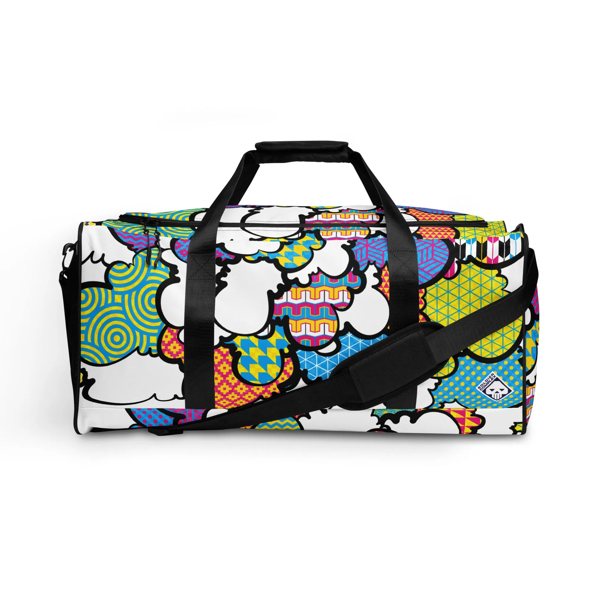 Eye-Catching CMYK Graffiti Clouds Sports Duffle Bag for Gym and Travel